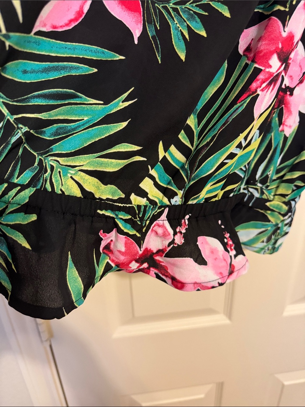 New York & Company Black Tropical Floral Halter Top - Pink & Green - Picture 4 of 6
